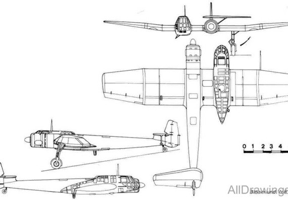 Blohm und Voss BV-141 чертежи (рисунки) самолета